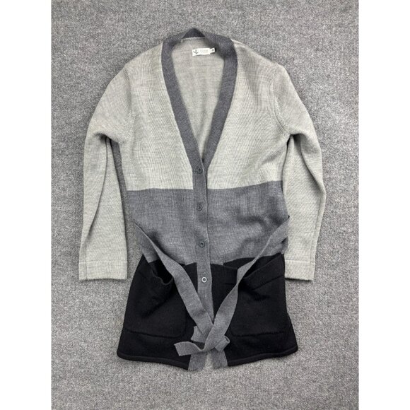 Carve Designs Sweater Women's Medium Gray Merino Wool Button Up Belted Cardigan - Picture 1 of 7